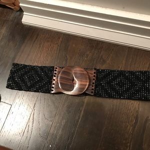 Blue/black beaded elastic belt